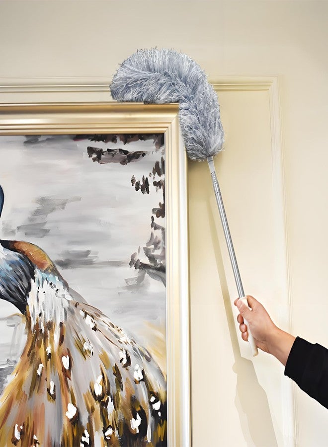 BAOYINGTE Feather Duster for Cleaning Extendable - Feather Duster for Cleaning The Indoor. 110 in Long Duster with Extension Pole for Clean Ceilings and Fans. Microfiber Duster for Blinds. Washable Dduster - Image 3